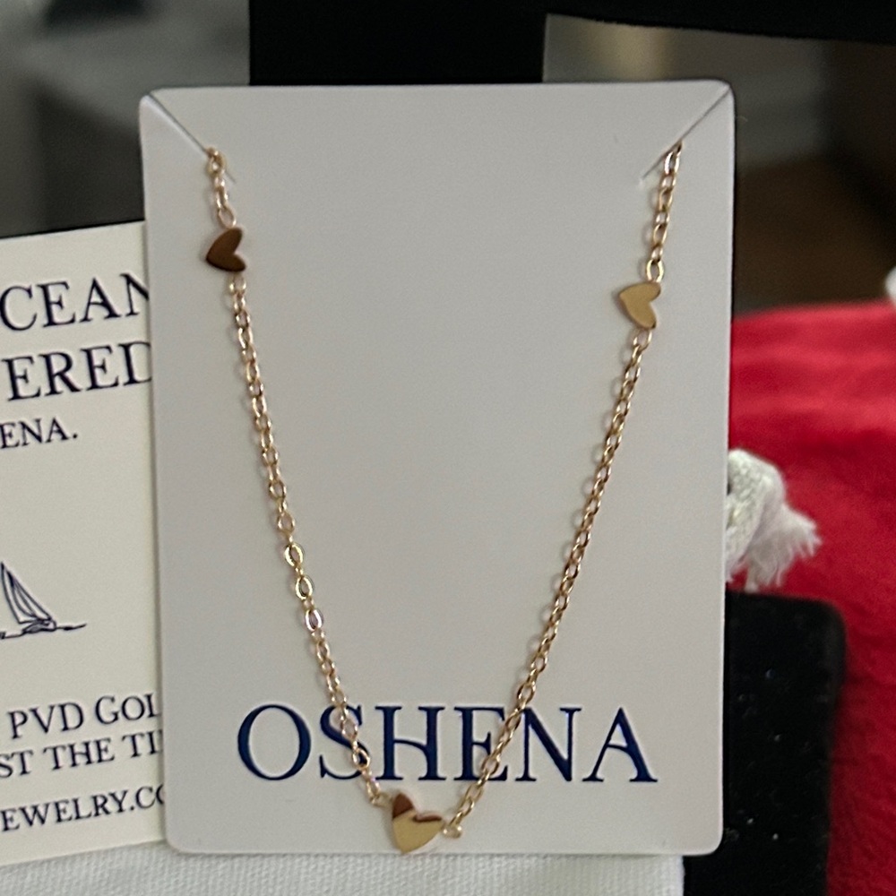 Oshena Designer Beachwear dainty Gold Heart Necklace‎
